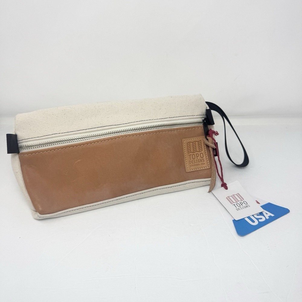 Topo Designs Dopp Kit Travel Toiletry Bag Heritage Leather & Canvas Natural